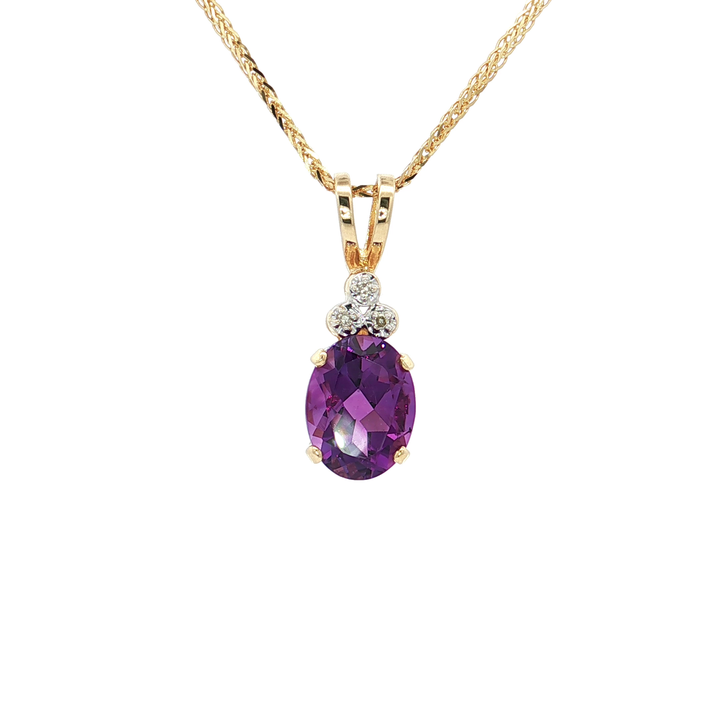 Deep Purple Amethyst & Diamond Pendant Necklace (2.19 ct. tw.) in 14k Yellow Gold, 18" Chain