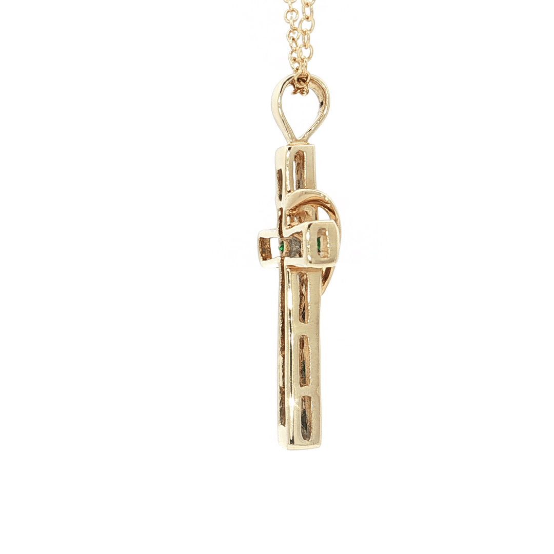 1.00 CTW Natural Diamond, Sapphire, and Emerald Cross with Heart Pendant on an 18" Cable Chain in Solid 10kt Yellow Gold – Jewelry Depot, Inc.