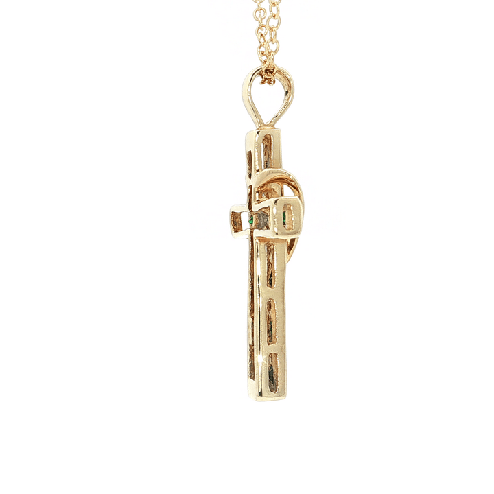 1.00 CTW Natural Diamond, Sapphire, and Emerald Cross with Heart Pendant on an 18" Cable Chain in Solid 10kt Yellow Gold – Jewelry Depot, Inc.