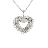 Near-Colorless Near-Flawless Pavé Diamond Open Heart Pendant Necklace (1 ct. tw.) in 14k White Gold