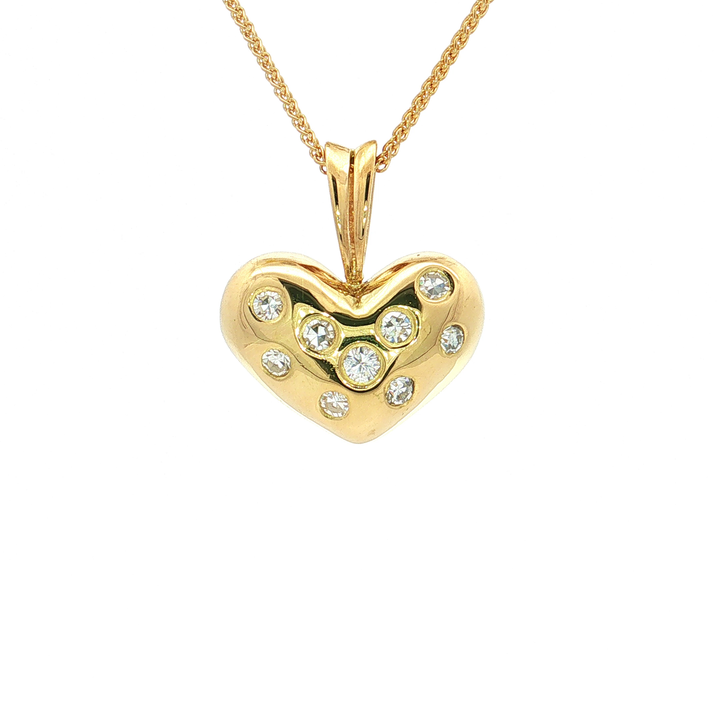 Bezel-Set Colorless Nearly Flawless Diamond Heart Pendant Necklace (⅗ ct. tw.) in 18k Yellow Gold