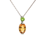 Oval Vivid Citrine & Peridot Pendant Necklace (2 ct. tw.) in 14k White Gold