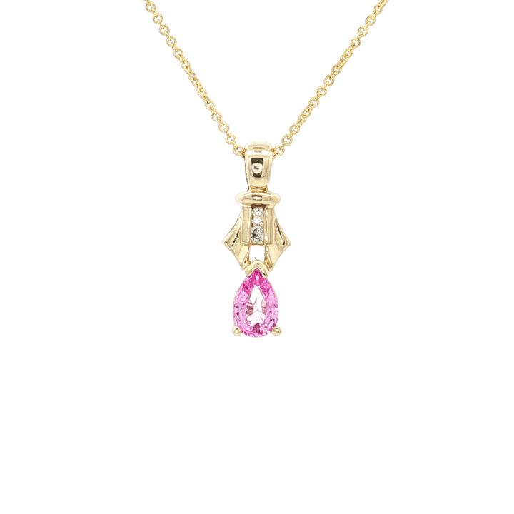 0.60 CTW AAAA Grade Natural Pink Sapphire & Diamond Pendant Necklace on an 18" Round Cable Chain in Solid 14kt Yellow Gold – Jewelry Depot, Inc.