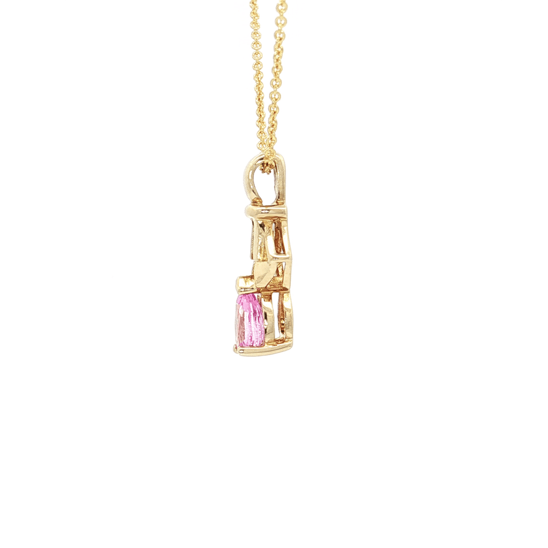 0.60 CTW AAAA Grade Natural Pink Sapphire & Diamond Pendant Necklace on an 18" Round Cable Chain in Solid 14kt Yellow Gold – Jewelry Depot, Inc.