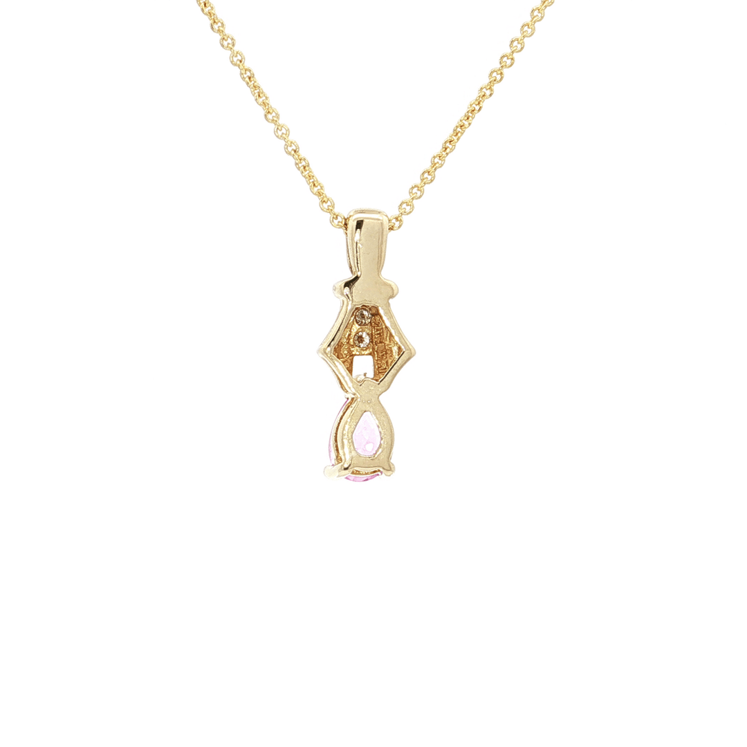 0.60 CTW AAAA Grade Natural Pink Sapphire & Diamond Pendant Necklace on an 18" Round Cable Chain in Solid 14kt Yellow Gold – Jewelry Depot, Inc.