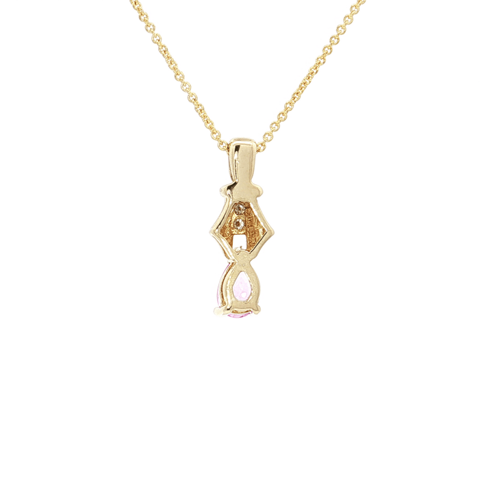 0.60 CTW AAAA Grade Natural Pink Sapphire & Diamond Pendant Necklace on an 18" Round Cable Chain in Solid 14kt Yellow Gold – Jewelry Depot, Inc.