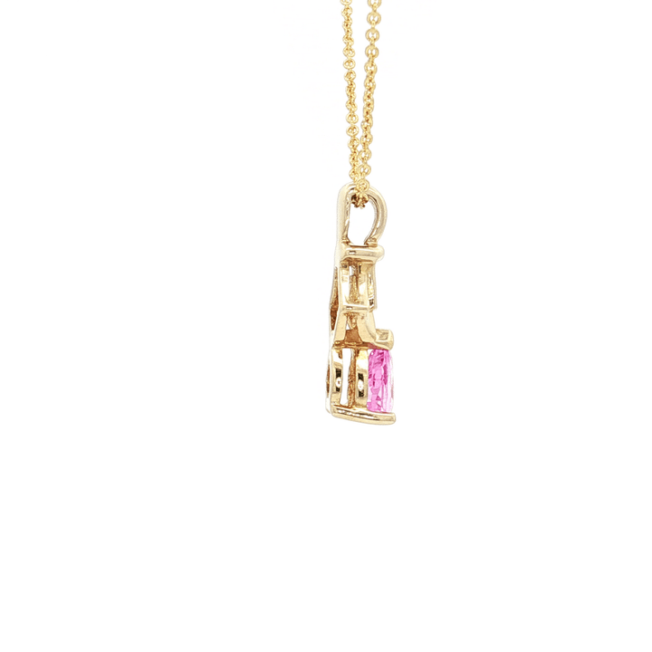 0.60 CTW AAAA Grade Natural Pink Sapphire & Diamond Pendant Necklace on an 18" Round Cable Chain in Solid 14kt Yellow Gold – Jewelry Depot, Inc.