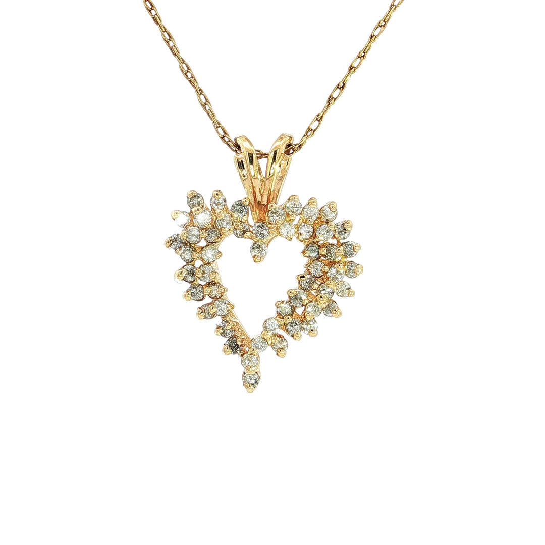 1.00 CTW Natural Diamond Heart - Shaped Pendant Necklace in 14kt Yellow Gold – Jewelry Depot, Inc.