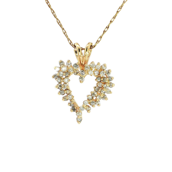 1.00 CTW Natural Diamond Heart - Shaped Pendant Necklace in 14kt Yellow Gold – Jewelry Depot, Inc.
