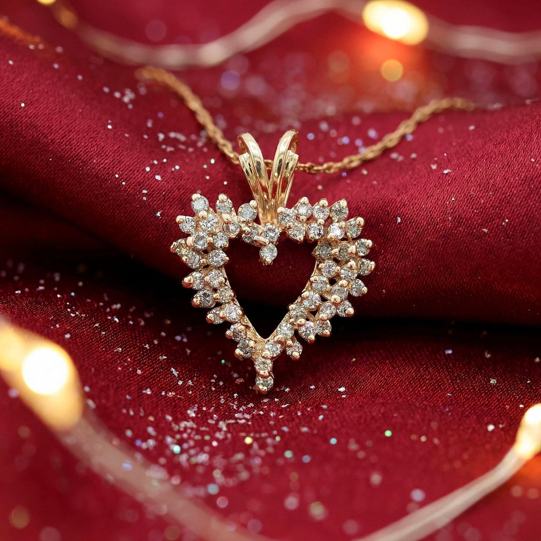 1.00 CTW Natural Diamond Heart - Shaped Pendant Necklace in 14kt Yellow Gold – Jewelry Depot, Inc.