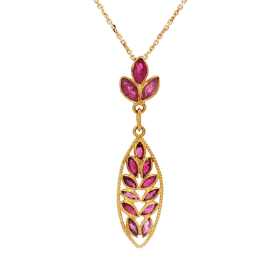 0.50 CTW AAA Grade Natural Ruby Leaf Motif Pendant Necklace in 18kt Yellow Gold – Jewelry Depot, Inc.