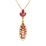Ruby Leaf Motif Pendant Necklace (½ ct. tw.) in 18k Yellow Gold