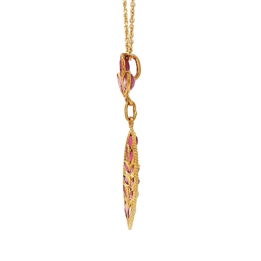 0.50 CTW AAA Grade Natural Ruby Leaf Motif Pendant Necklace in 18kt Yellow Gold – Jewelry Depot, Inc.