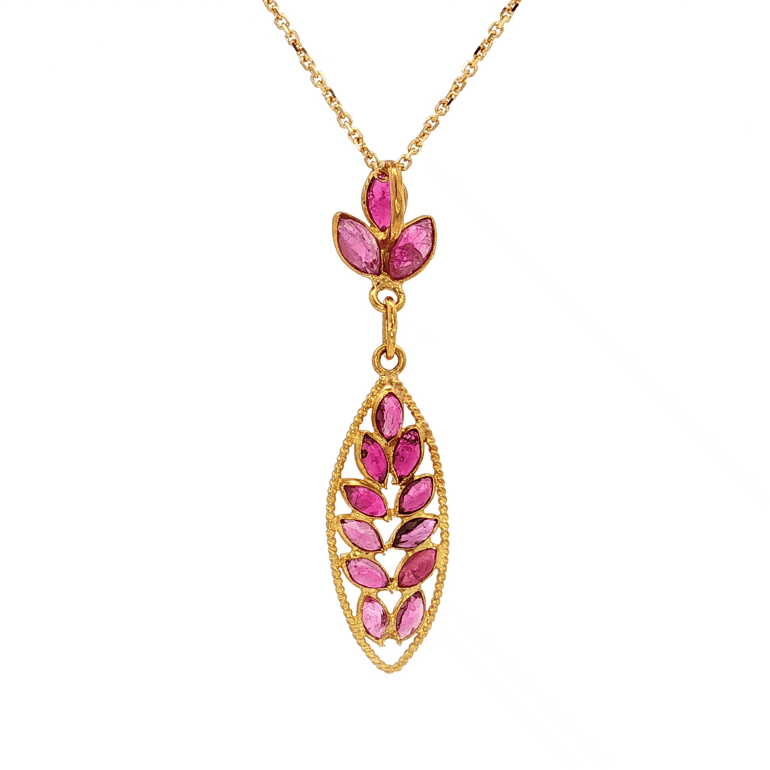 0.50 CTW AAA Grade Natural Ruby Leaf Motif Pendant Necklace in 18kt Yellow Gold – Jewelry Depot, Inc.