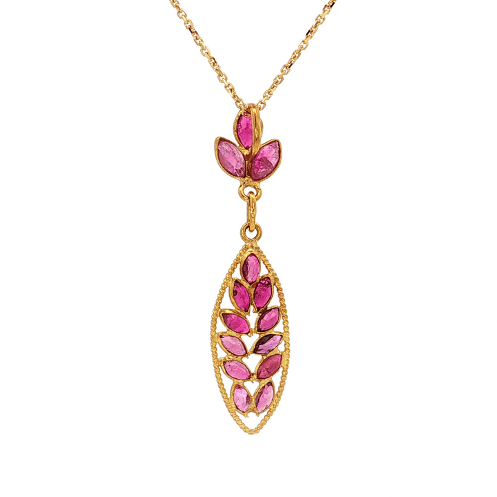 0.50 CTW AAA Grade Natural Ruby Leaf Motif Pendant Necklace in 18kt Yellow Gold – Jewelry Depot, Inc.