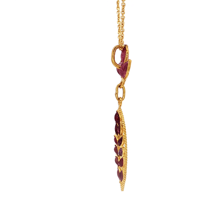 0.50 CTW AAA Grade Natural Ruby Leaf Motif Pendant Necklace in 18kt Yellow Gold – Jewelry Depot, Inc.