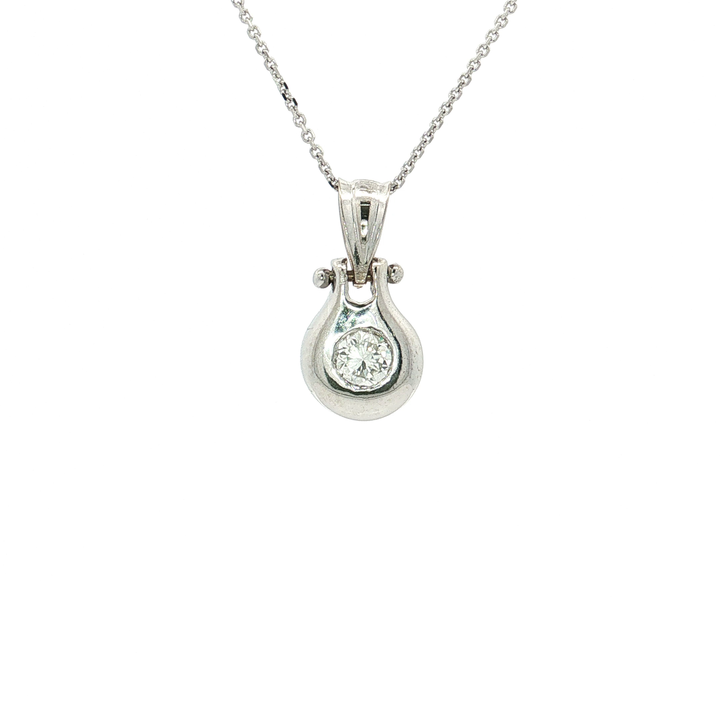 Bezel-Set Colorless Near-Flawless Diamond Pendant Necklace (½ ct.) in 18k White Gold