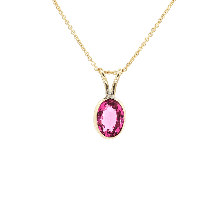 1.57 CT AAAA Grade Oval Pink Tourmaline Bezel - Set in a Pendant Necklace on an 18" Round Cable Chain in Solid 14kt Yellow Gold – Jewelry Depot, Inc.