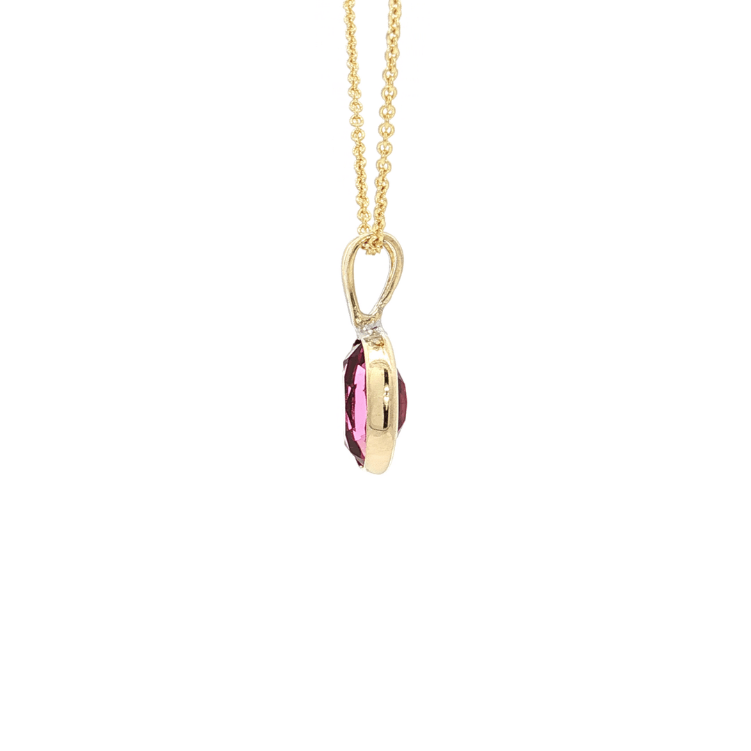 1.57 CT AAAA Grade Oval Pink Tourmaline Bezel - Set in a Pendant Necklace on an 18" Round Cable Chain in Solid 14kt Yellow Gold – Jewelry Depot, Inc.