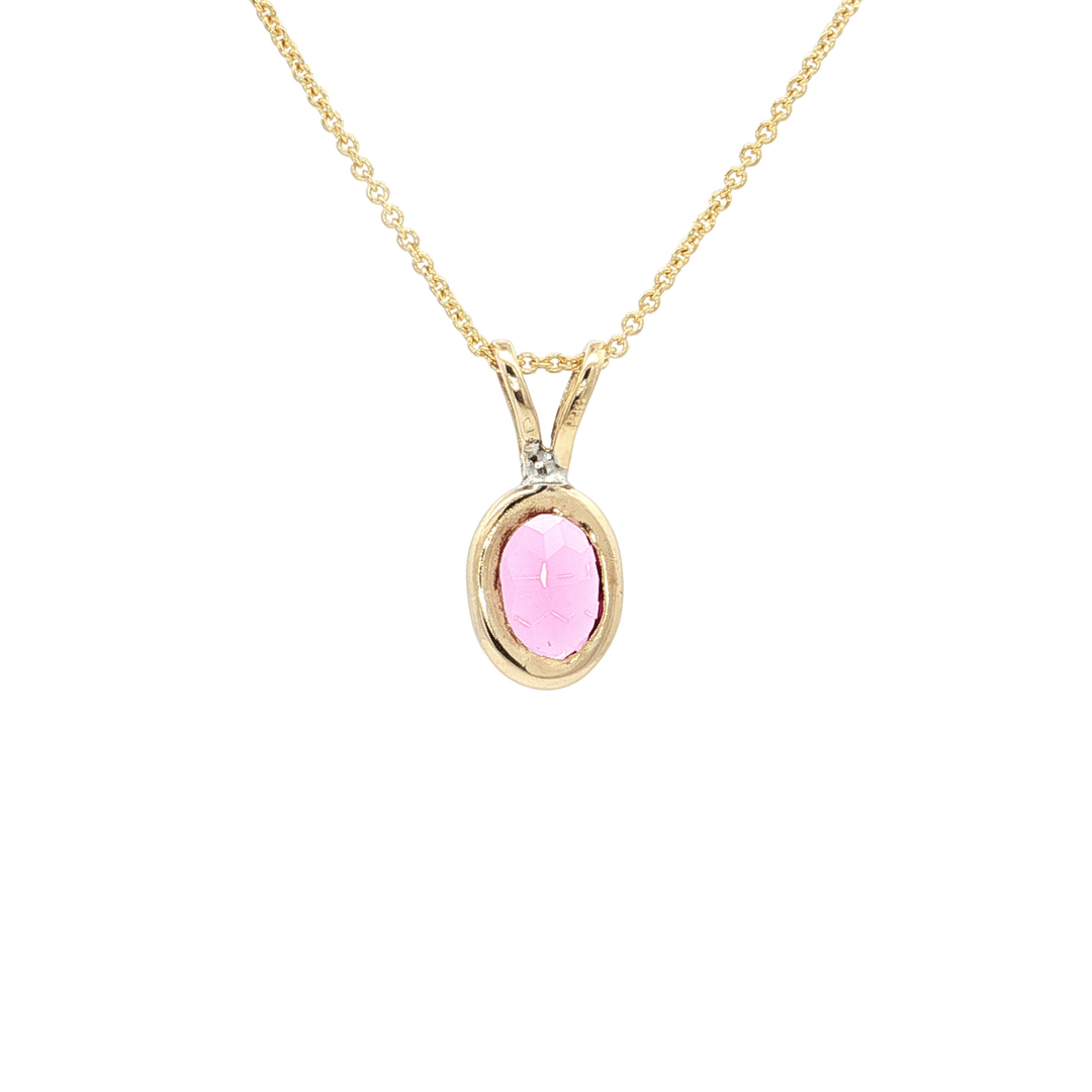 1.57 CT AAAA Grade Oval Pink Tourmaline Bezel - Set in a Pendant Necklace on an 18" Round Cable Chain in Solid 14kt Yellow Gold – Jewelry Depot, Inc.