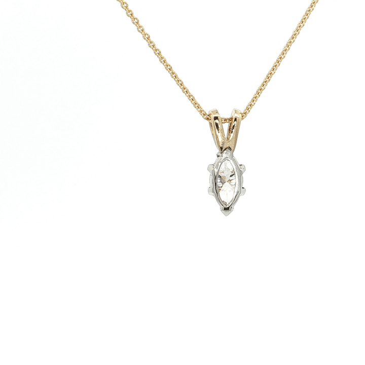 0.50 CT Natural Marquise Brilliant Cut Diamond set in 14kt White & Yellow Gold & a 14kt Yellow Gold Cable Chain – Jewelry Depot, Inc.