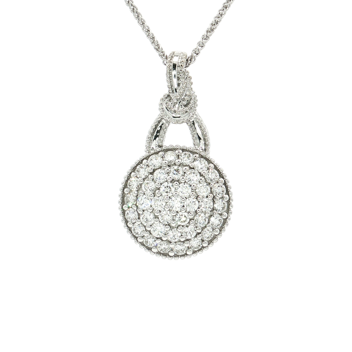 Pavé Cluster Colorless Nearly Flawless Diamond Pendant Necklace (1 ½ ct. tw.) in 18k White Gold