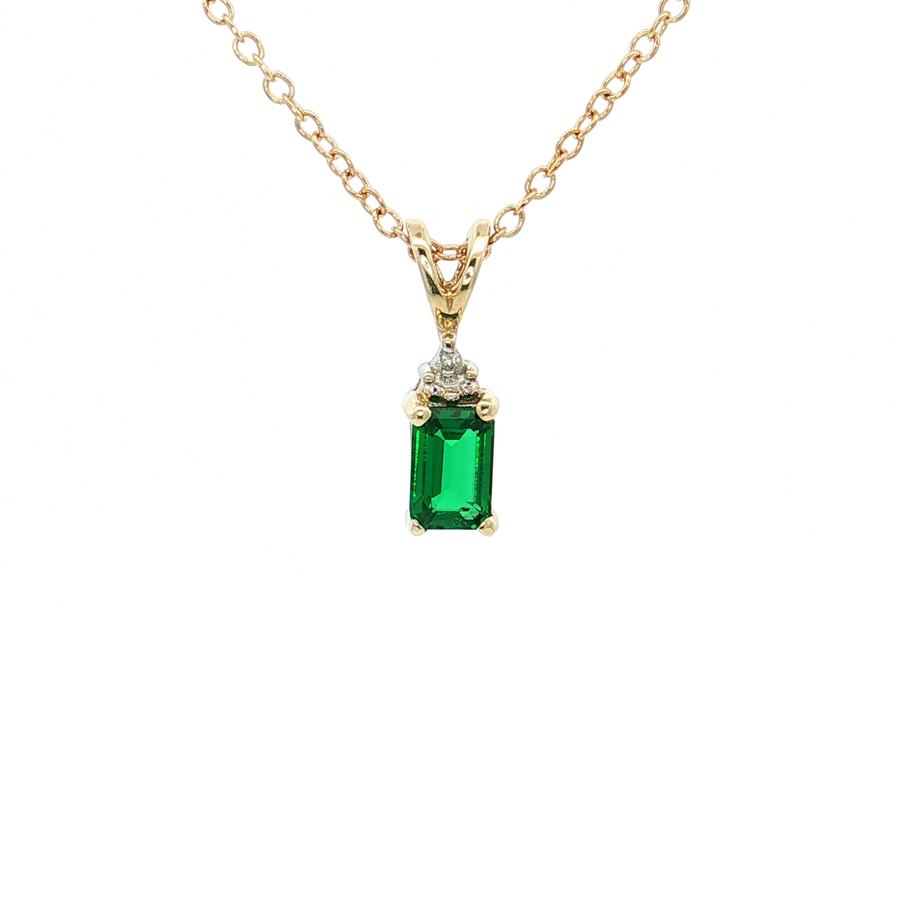Emerald-Cut Tsavorite Garnet Pendant Necklace (2/3 ct.) 10k Yellow Gold