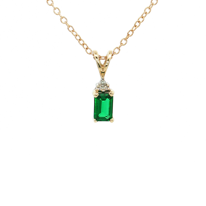 Emerald-Cut Tsavorite Garnet Pendant Necklace (⅔ ct.) in 10k Yellow Gold