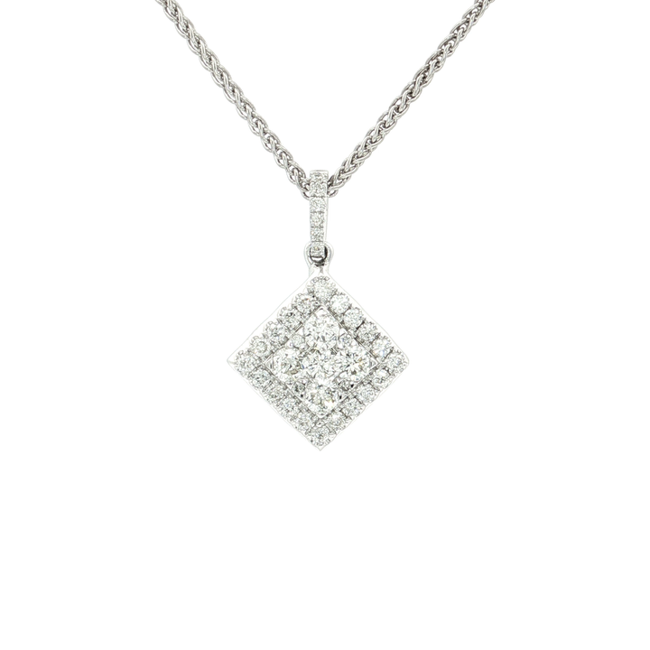 Nearly Flawless Colorless Diamond Cluster Pendant Necklace (⅔ ct. tw.) in 18k White Gold
