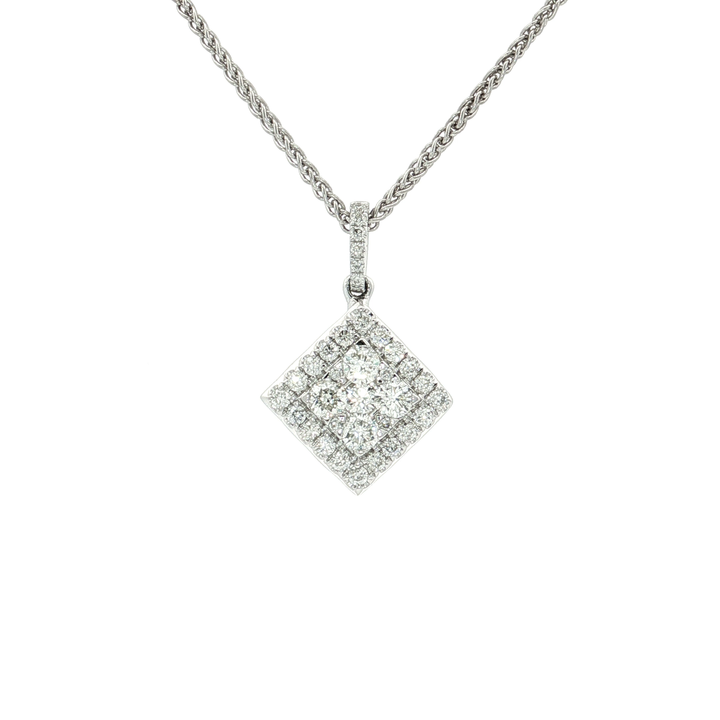 Square Cluster Colorless Nearly Flawless Diamond Pendant Necklace (⅔ ct. tw.) in 18k White Gold