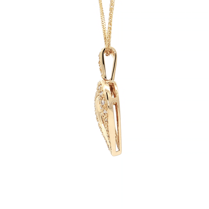 0.60 CTW Natural Round Brilliant Cut Diamonds set in an Open Heart Pendant Necklace on an 18" Square Diamond Cut Spiga Wheat Chain in Solid 14kt Yellow Gold – Jewelry Depot, Inc.