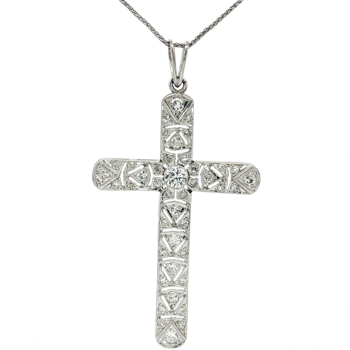 Colorless Nearly Flawless Diamond Cross Pendant Necklace (1 ⅞ ct. tw.) in 14k White Gold