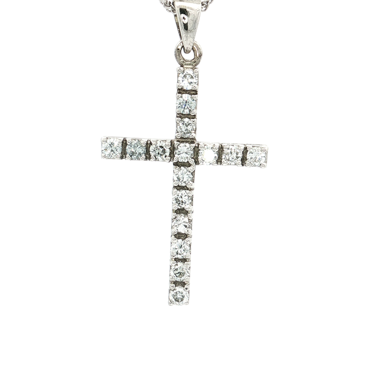 Colorless Near-Flawless Diamond Cross Pendant Necklace (1 ct. tw.) in 18k White Gold