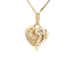 Round Brilliant Cut Colorless Diamond Heart Reunion Pendant Necklace (⅕ ct. tw.) in 14k Yellow Gold