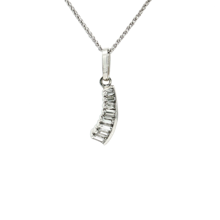 Channel-Set Colorless Nearly Flawless Baguette Diamond Pendant Necklace (⅜ ct. tw.) in 14k White Gold