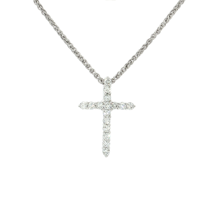 Colorless Nearly Flawless Diamond Cross Pendant Necklace (¼ ct. tw.) in 14k White Gold