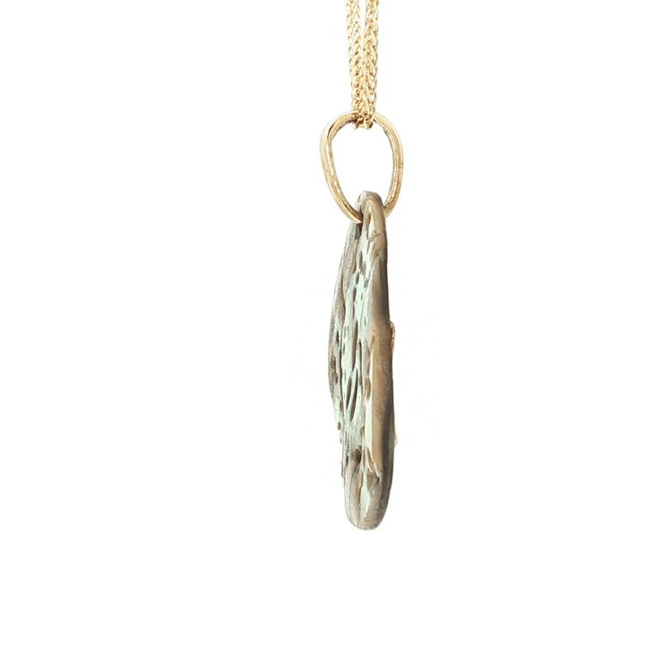 14kt Gold Star of David Inlaid in a Natural Mother of Pearl Pendant Necklace on an 18" Square Diamond Cut Spiga Wheat Chain in Solid 14kt Yellow Gold – Jewelry Depot, Inc.