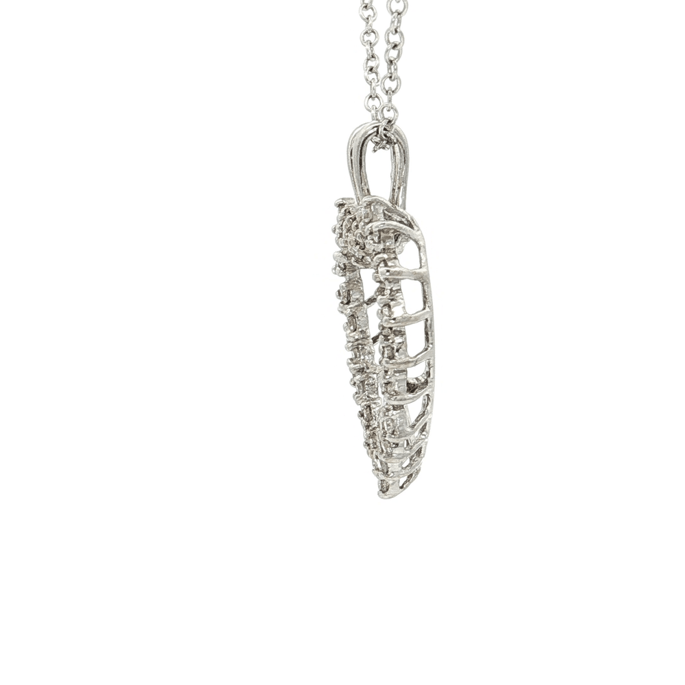 1.00 CTW Natural Round Brilliant Cut Colorless Diamonds in an Open Heart Pendant Necklace in 10kt White Gold – Jewelry Depot, Inc.