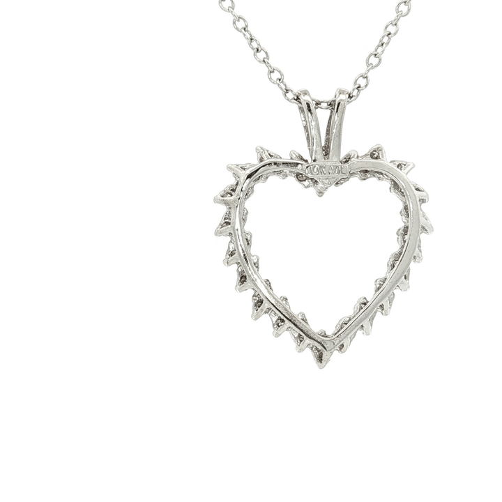 1.00 CTW Natural Round Brilliant Cut Colorless Diamonds in an Open Heart Pendant Necklace in 10kt White Gold – Jewelry Depot, Inc.