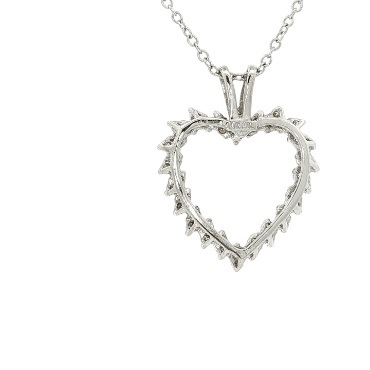 1.00 CTW Natural Round Brilliant Cut Colorless Diamonds in an Open Heart Pendant Necklace in 10kt White Gold – Jewelry Depot, Inc.