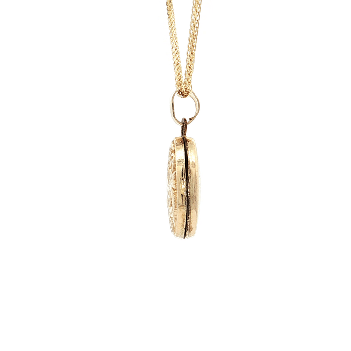 14kt Solid Gold Oval Locket Pendant Necklace on an 18" Square Diamond Cut Spiga Wheat Chain in Solid 14kt Yellow Gold – Jewelry Depot, Inc.