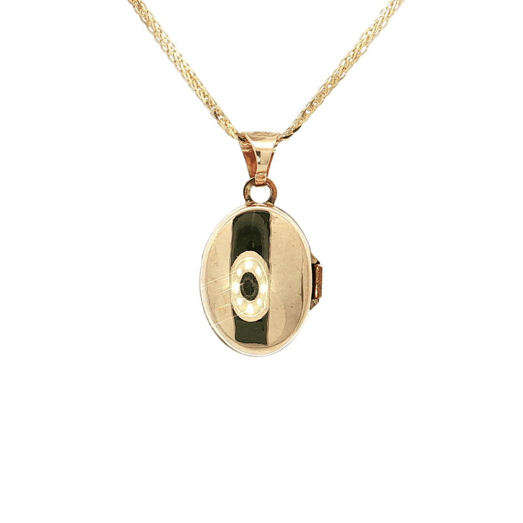 14kt Solid Gold Oval Locket Pendant Necklace on an 18" Square Diamond Cut Spiga Wheat Chain in Solid 14kt Yellow Gold – Jewelry Depot, Inc.