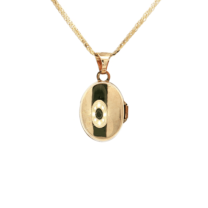 14kt Solid Gold Oval Locket Pendant Necklace on an 18" Square Diamond Cut Spiga Wheat Chain in Solid 14kt Yellow Gold – Jewelry Depot, Inc.