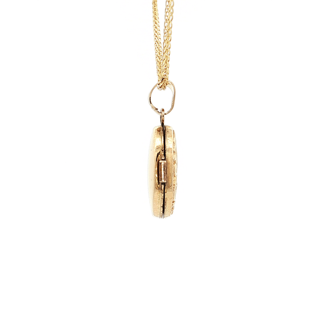 14kt Solid Gold Oval Locket Pendant Necklace on an 18" Square Diamond Cut Spiga Wheat Chain in Solid 14kt Yellow Gold – Jewelry Depot, Inc.