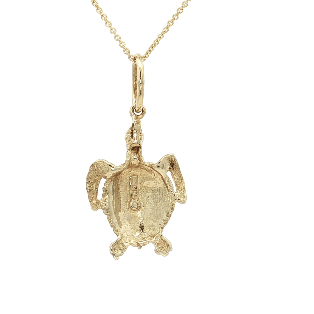 Sea Turtle Pendant Necklace on an 18" Round Cable Chain in Solid 14kt Yellow Gold – Jewelry Depot, Inc.