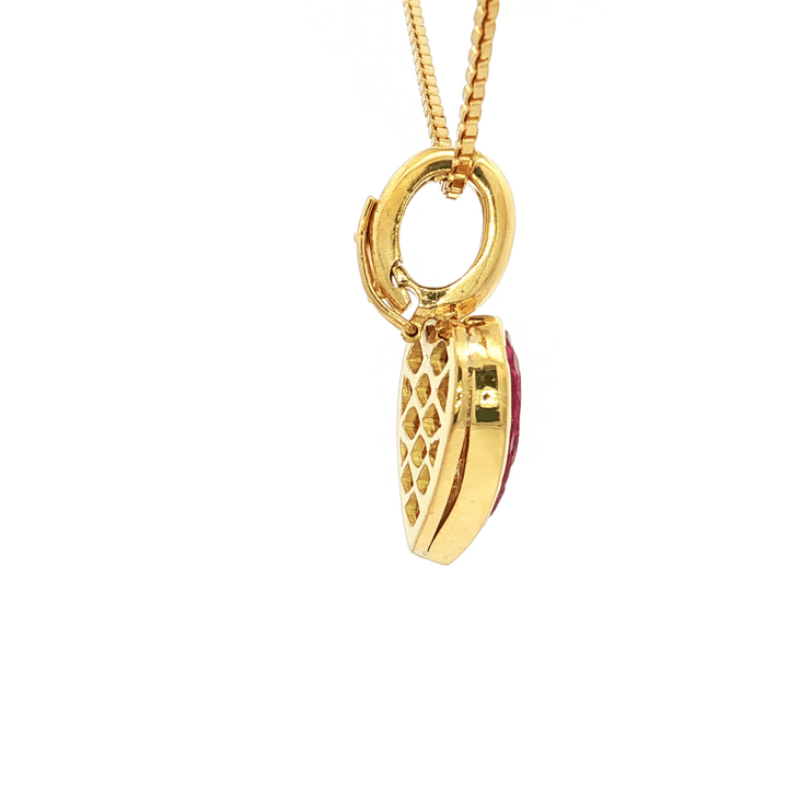 2.50 CTW AAAA Grade Natural Invisibly Set Princess Brilliant Cut Rubies in an 18kt Yellow Gold Heart Shaped Pendant Necklace – Jewelry Depot, Inc.