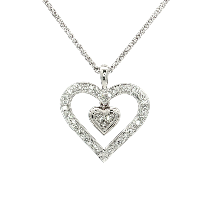 Pavé Colorless Nearly Flawless Diamond Heart Pendant Necklace (1 ct. tw.) in 14k White Gold