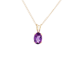 Oval Checkerboard Cut Deep Amethyst Pendant Necklace (⅔ ct.) in 14k Yellow Gold