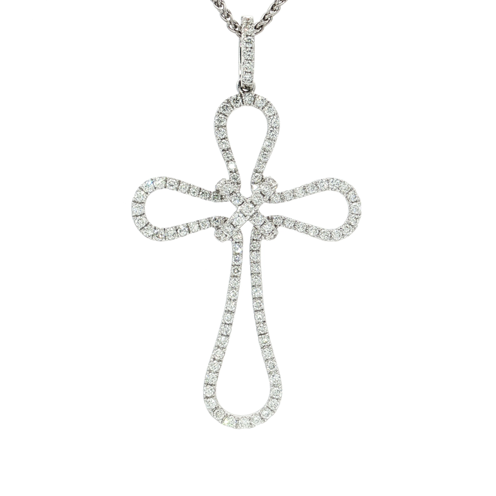 Colorless Nearly Flawless Diamond Cross Pendant Necklace (1 ½ ct. tw.) in 18k White Gold