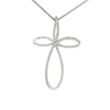 Pavé Colorless Nearly Flawless Diamond Infinity Cross Pendant Necklace (2 ct. tw.) in 18k White Gold